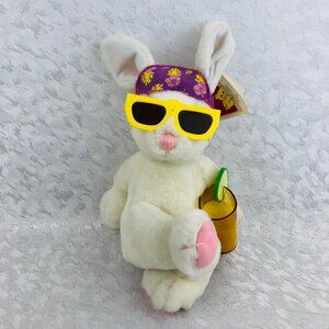 Dakin Vintage 1988 Spring Break Bunny Plush 10” w/Sunglasses, Visor, Drink NWT